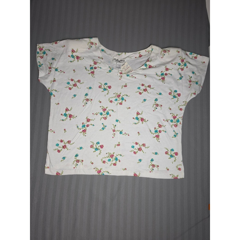 Extra Point by Reference Point Vintage Floral T-Shirt Cotton Shoulder Pads 2X